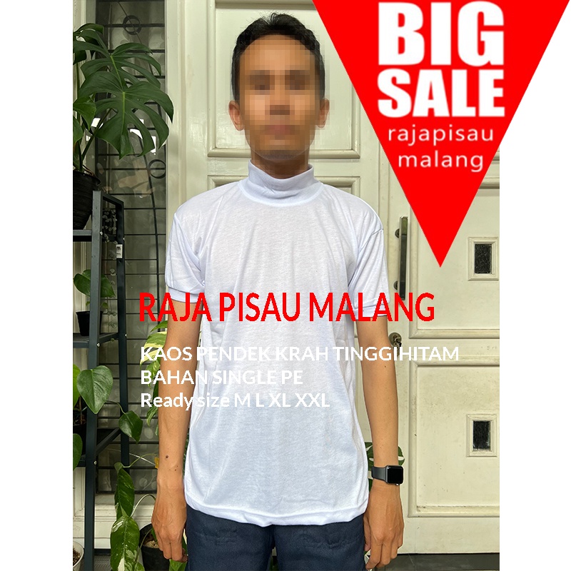 Kaos  dalaman polos putih leher tinggi / kaos oblong leher tinggi / kaos polos / kaos lengan pendek