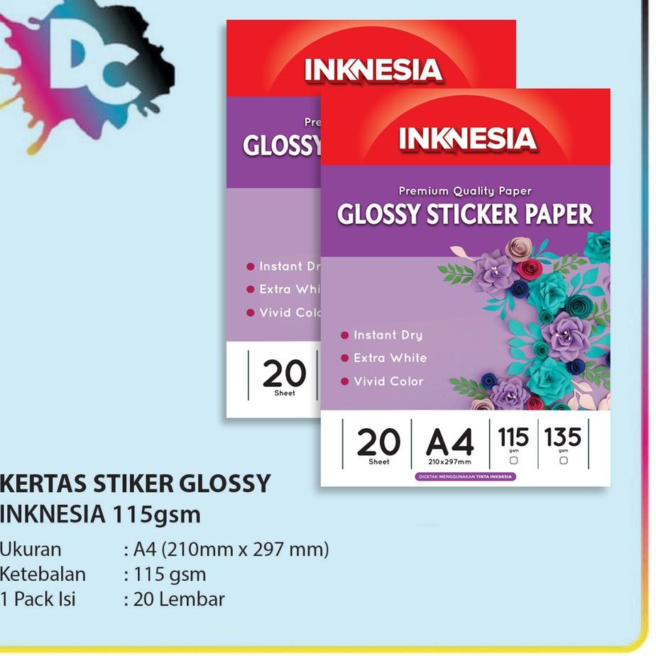 

❈®❈ Kertas Stiker - High Glossy Sticker Paper Inknesia A4