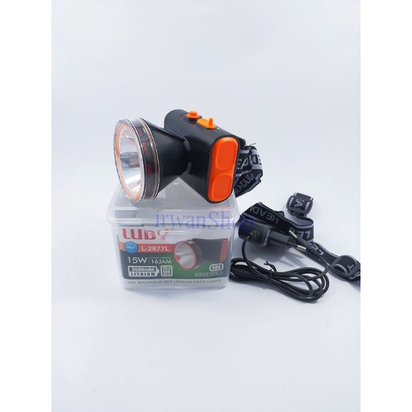 Senter Kepala Luby 2877 15 Watt Waterproof 100 Meter Nyala Putih