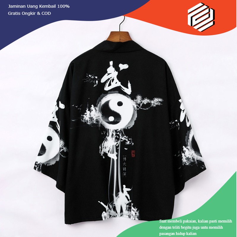 baju kimono jepang Kardigan Kimono Jepang Pria Haori Yukata Kostum Samurai Pria Jaket Kimono Pria Ke