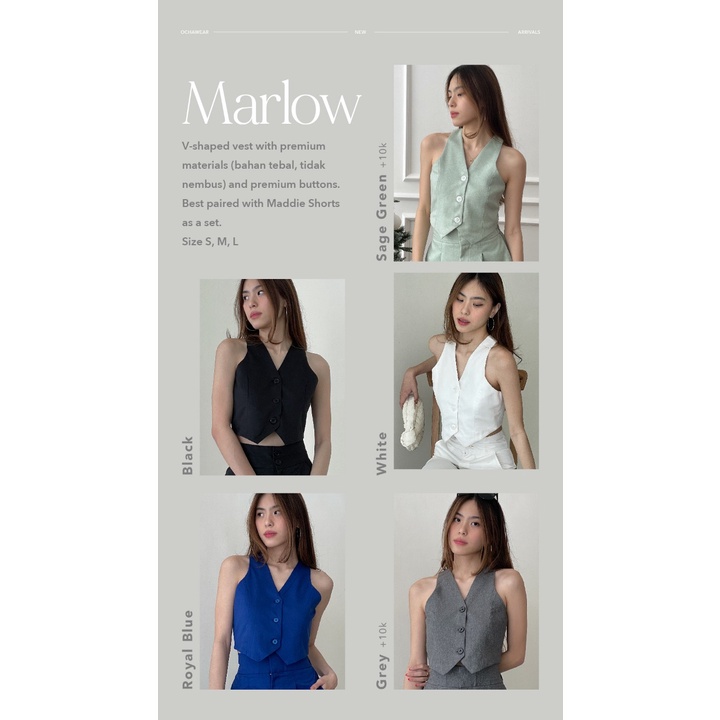 Marlow Vest —— Ocha Wear | Premium Basic Top | Atasan Wanita Murah Berkualitas | V-neck Rompi Crop