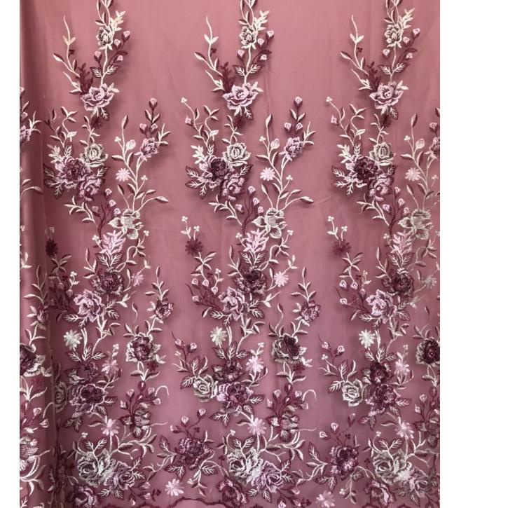 Langsung Kirim Kain tulle 3d bordir multycolour/3d merambat