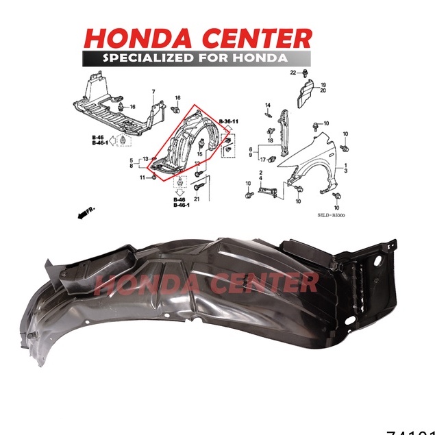 inner linner fender spakbor dalam atas ban slebor depan kiri kanan honda city gd8 2007 2008 VTEC IDSI