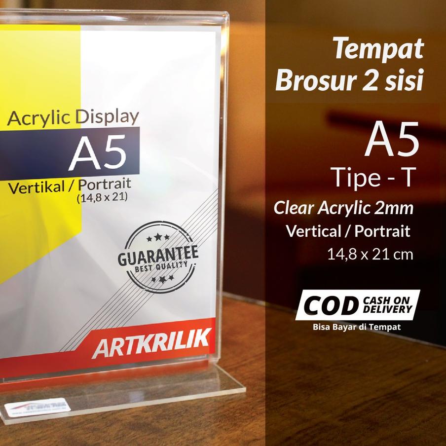 

❈®❈ TEMPAT BROSUR / TENT HOLDER / TENT CARD AKRILIK DISPLAY 2 SISI A5