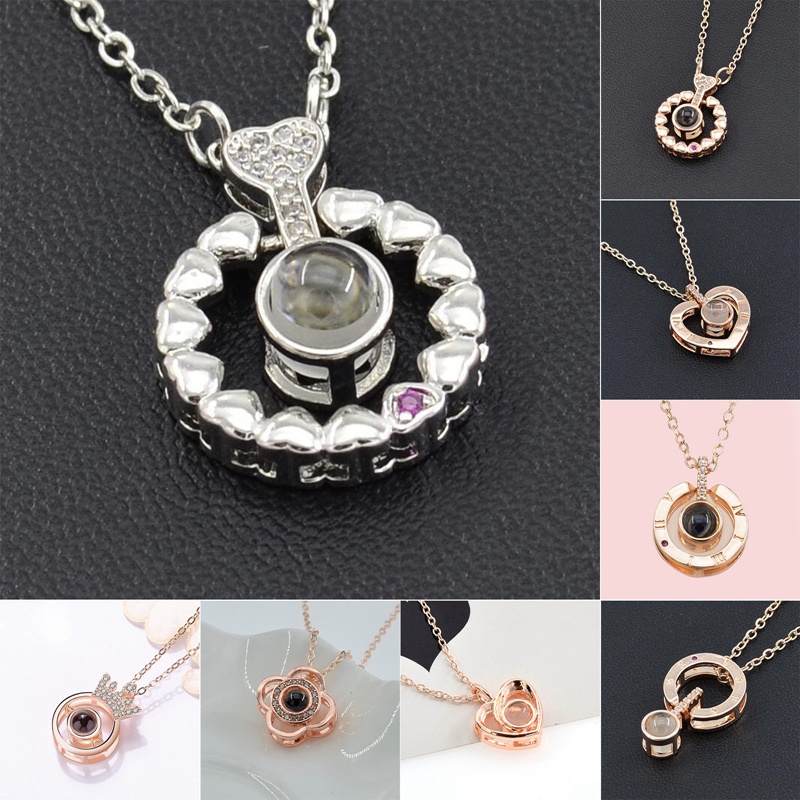 Trendy Proyeksi Liontin Kalung Untuk Wanita Gadis Cinta Memori Hati Kalung Pasangan Perhiasan Hadiah Hari Valentine