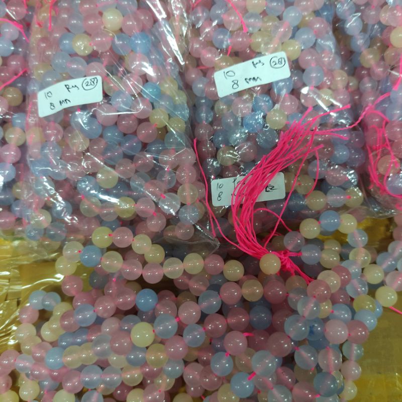 Bahan Rencengan Batu Alam 8mm Bulat