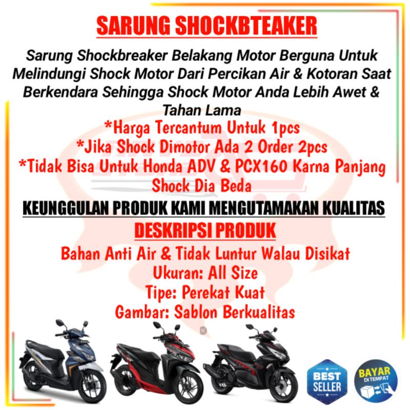 COVER SARUNG SHOCK BREAKER MOTOR BAHAN TEBAL ANTI AIR UNIVERSAL COD GRATIS ONGKIR LAMPUNG