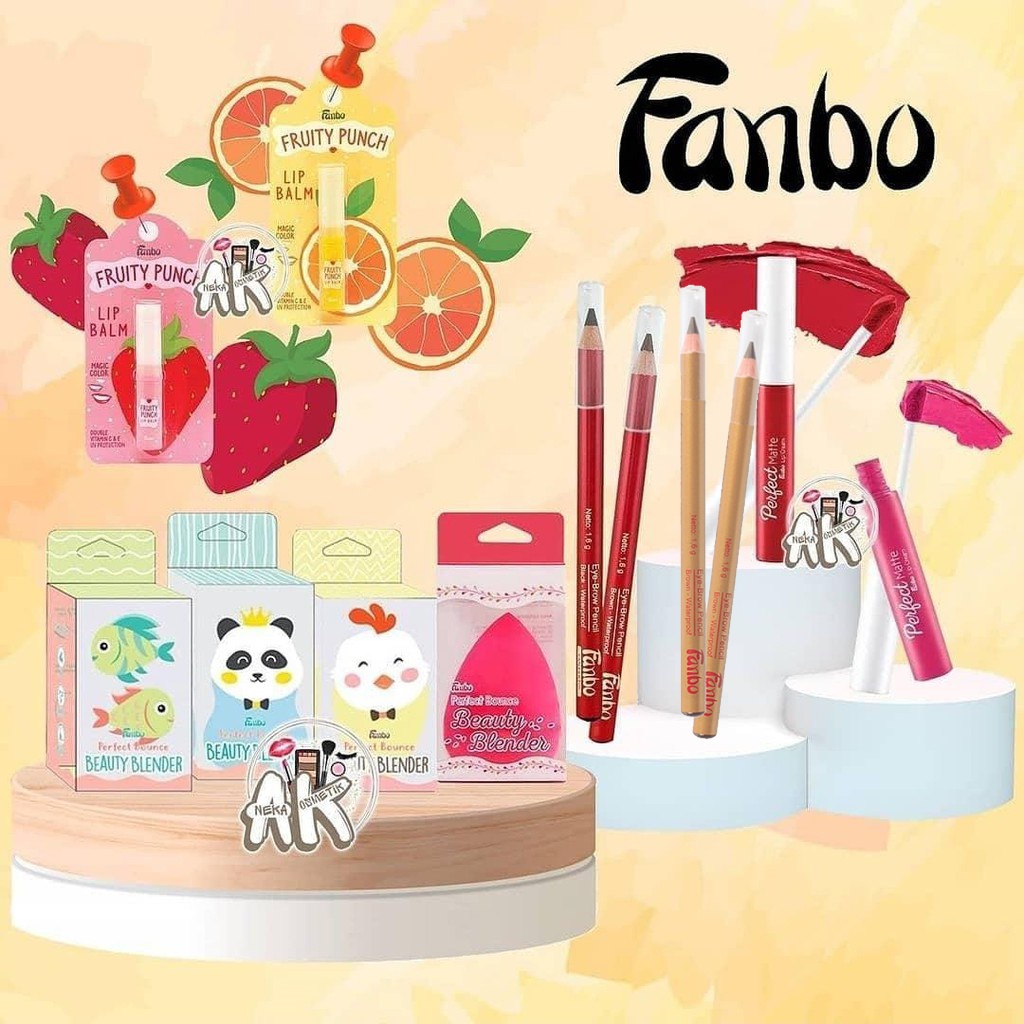 FANBO SERIES (LIP BALM, PENSIL ALIS, BEAUTY BLENDER, LIP CREAM)