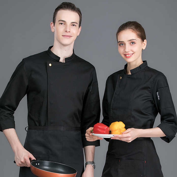 Kemeja Koki Chef Jacket Baju Koki Seragam Koki Chef Barista Unisex