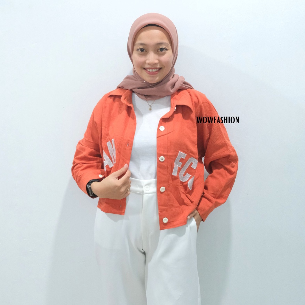 WOW-Aletha Kemeja Crop - Kemeja Bordir - Atasan Wanita