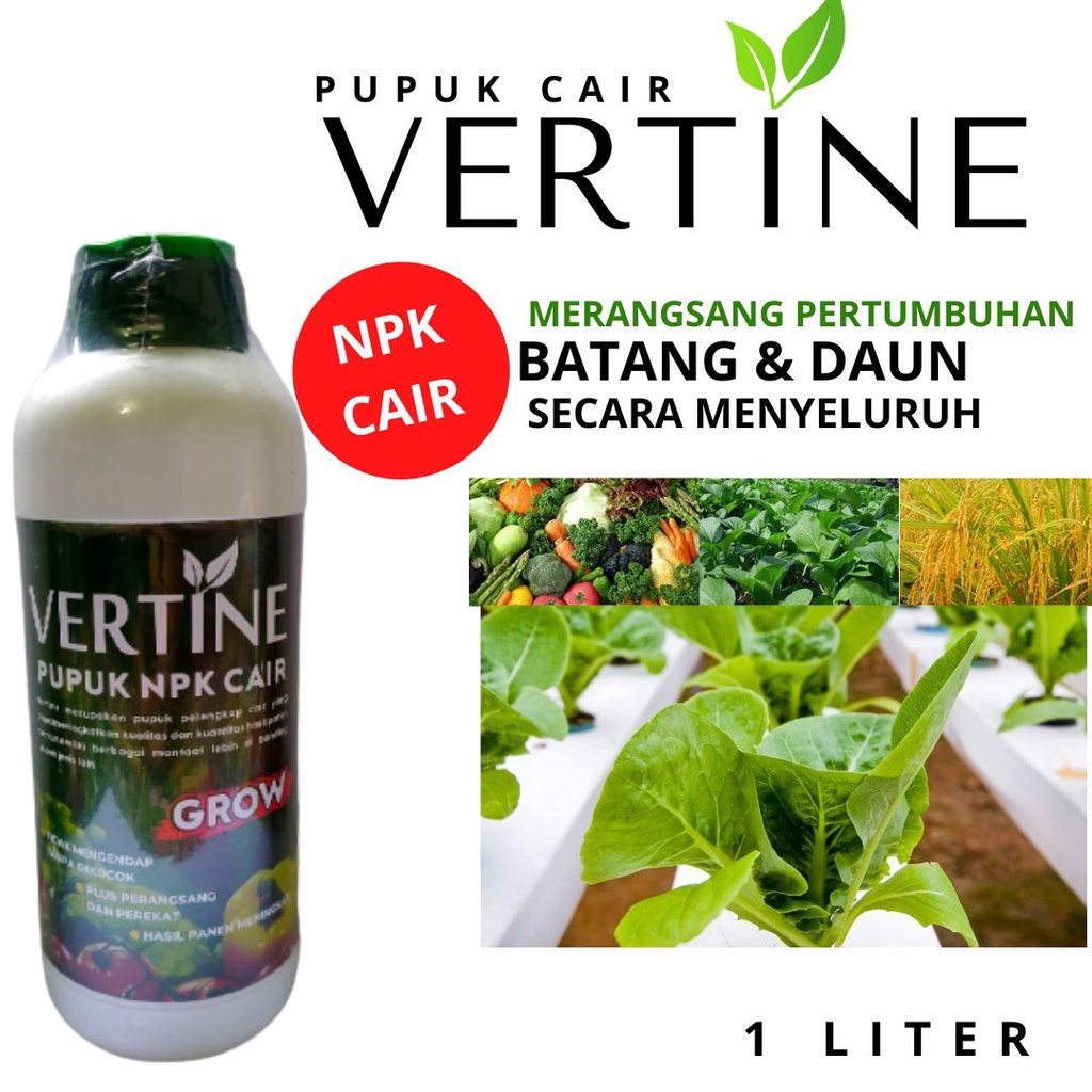 Pupuk NPK Cair 1 Liter, VERTI GROW Pupuk NPK Cair Plus ZPT