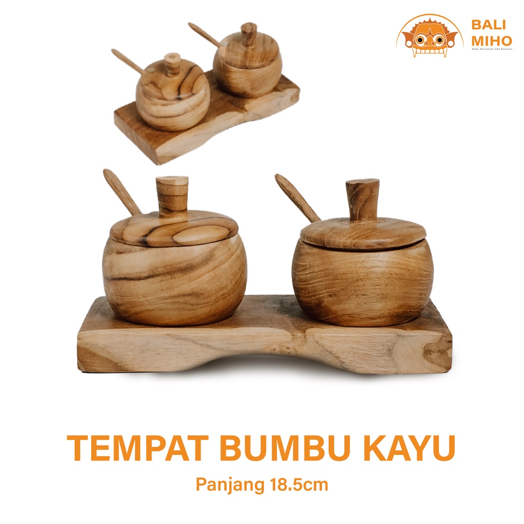 Tempat Garam Kayu 18 cm - Tempat Garam kayu motif serat - Mangkuk Garam - Tempat Bumbu Dapur - Tempa