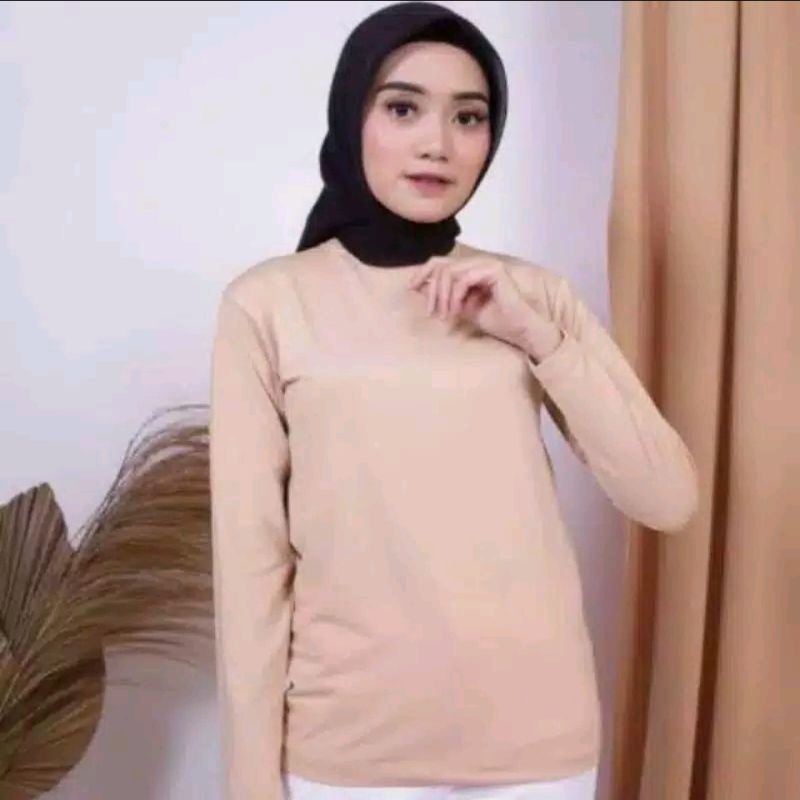 Manset kaos oblong hijab lengan panjang polos