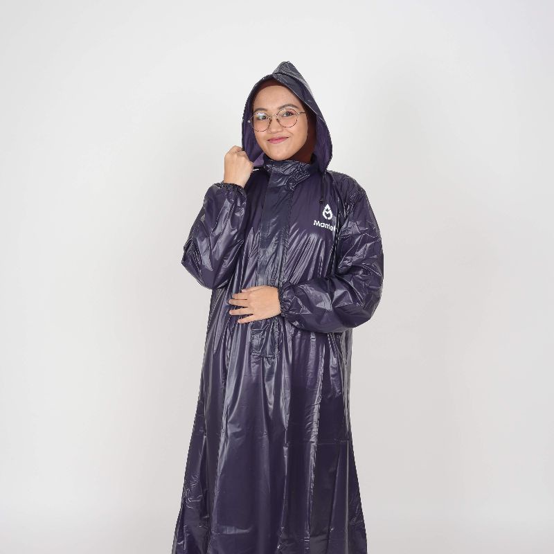 Jas Hujan Ponco Syar'i Perempuan / Mantel Gamis Wanita Bahan PVC Cerah Menkilau