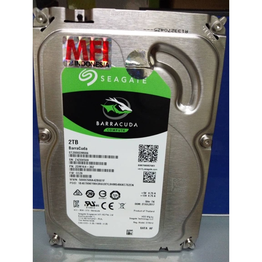 Seagate BarraCuda Harddisk Internal PC 2TB 3,5 Sata