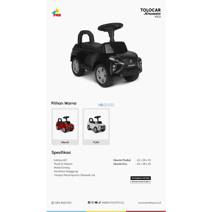 Mainan Mobil Dorongan Anak Tolo Car Tolocar PMB Expander  K602 / K602B/ K602C