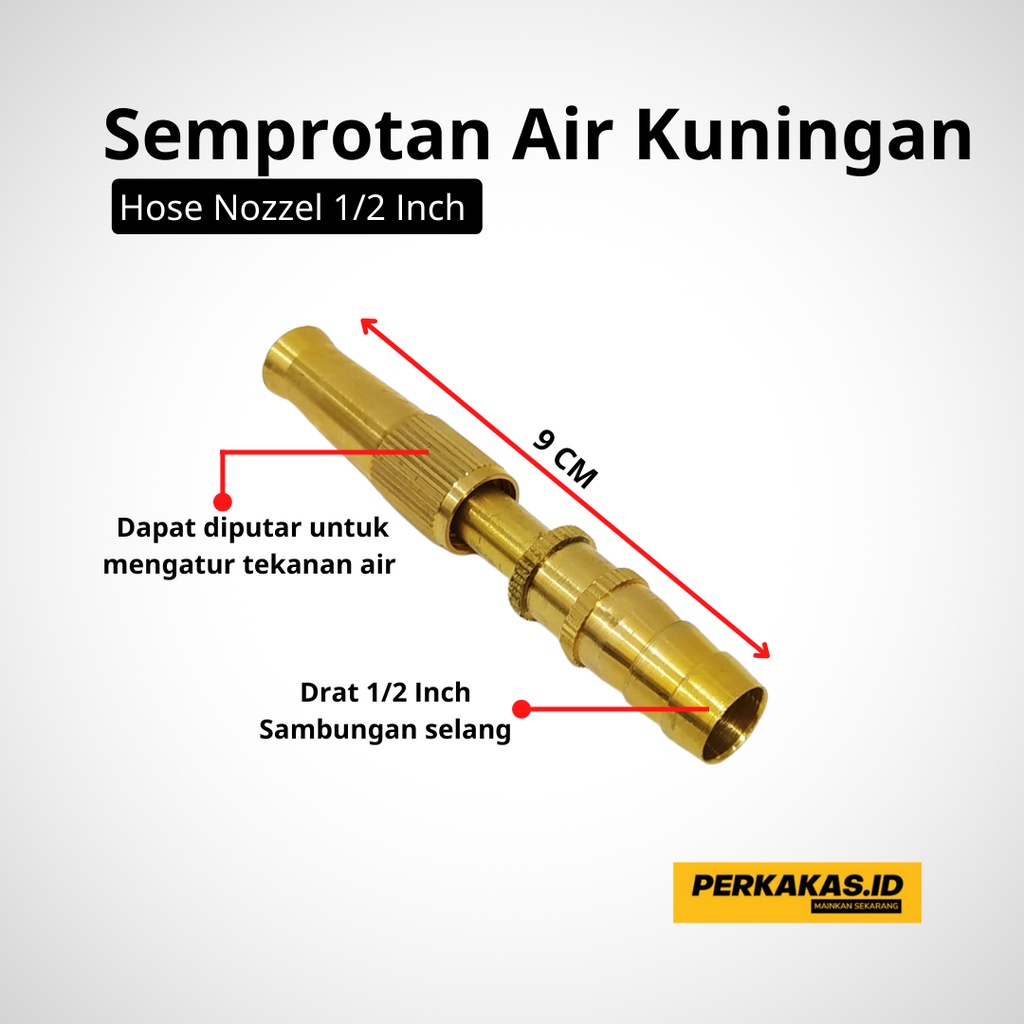 Semprotan Cuci Motor Lurus Kuningan Ukuran 1/2 Inch NIKKEN