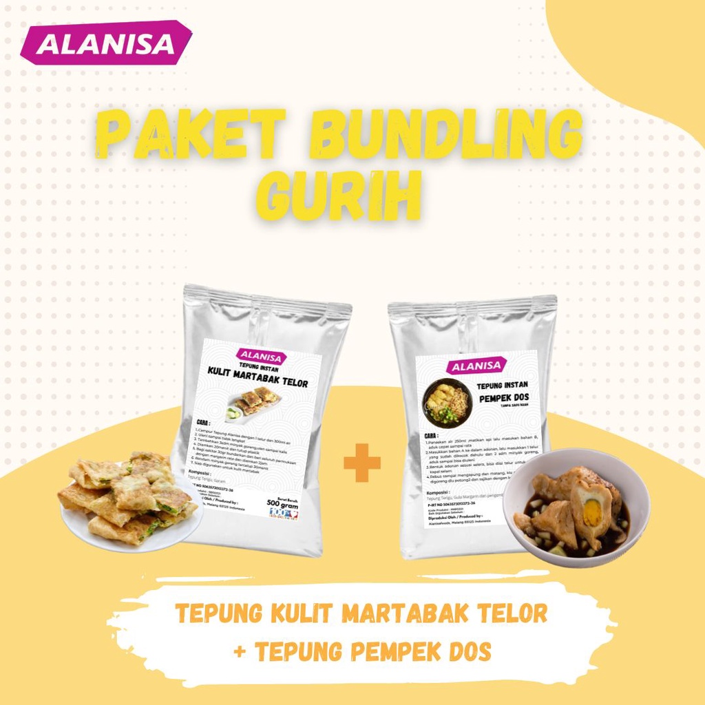 

TERLARIS!! PAKET BUNDLING GURIH ( TEPUNG KULIT MARTABAK TELOR + TEPUNG PEMPEK DOS )