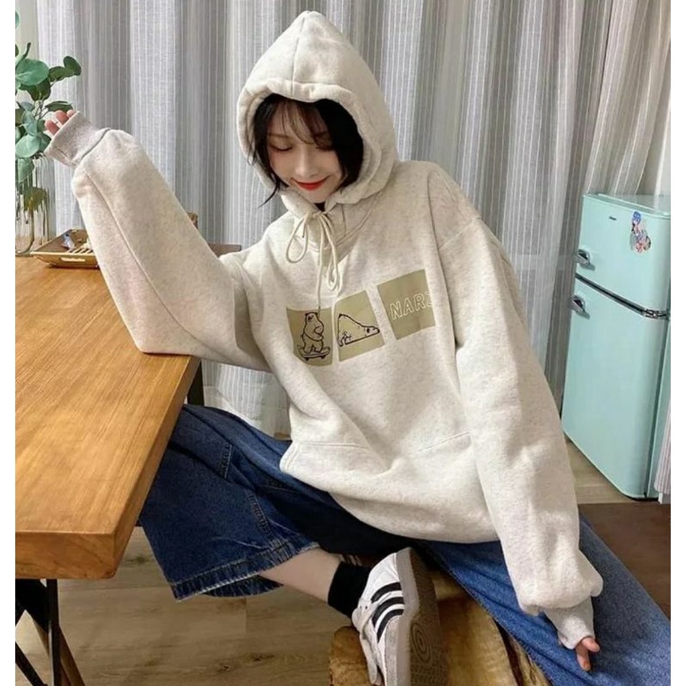Sweater Hoodie Wanita NARZ Jacket Ala Korean Fashion Terkini Outfit Kasual Santai Kekinian
