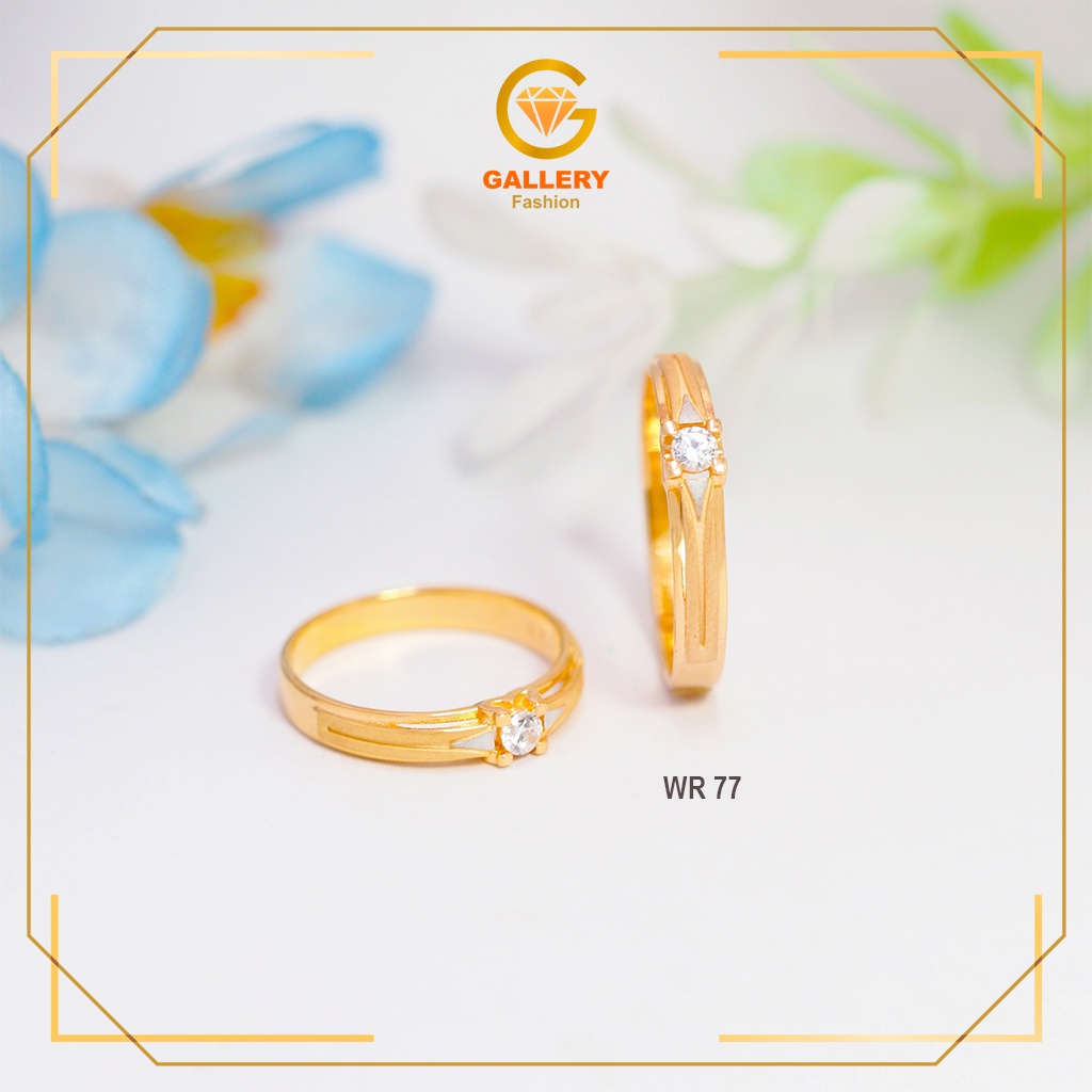 CINCIN NIKAH CINCIN TUNANGAN EMAS 8K ATAU 375 CINCIN NIKAH COUPLE MODEL SIMPLE MODERN HIASAN WARNA P