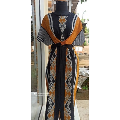 dress tenun silang tali belakang