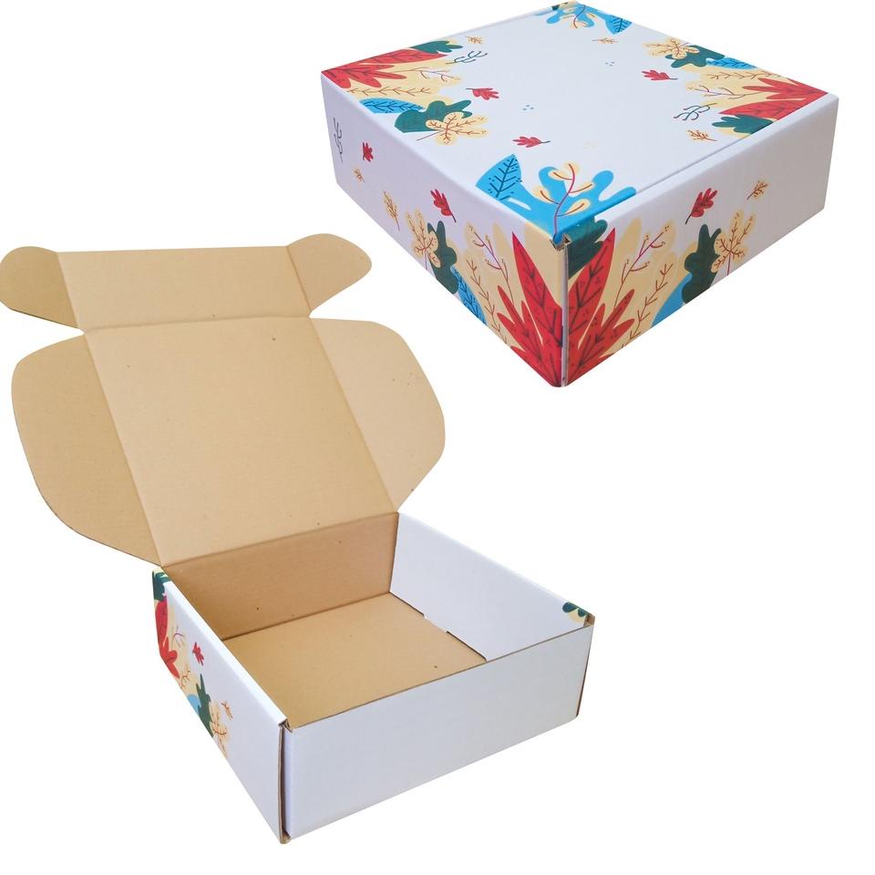 

→ Depo Box 27x27x10 cm (Puding) Karton/Paking/Polos/Hampers/Boneka/Tart/floral/abstrak ㄷ