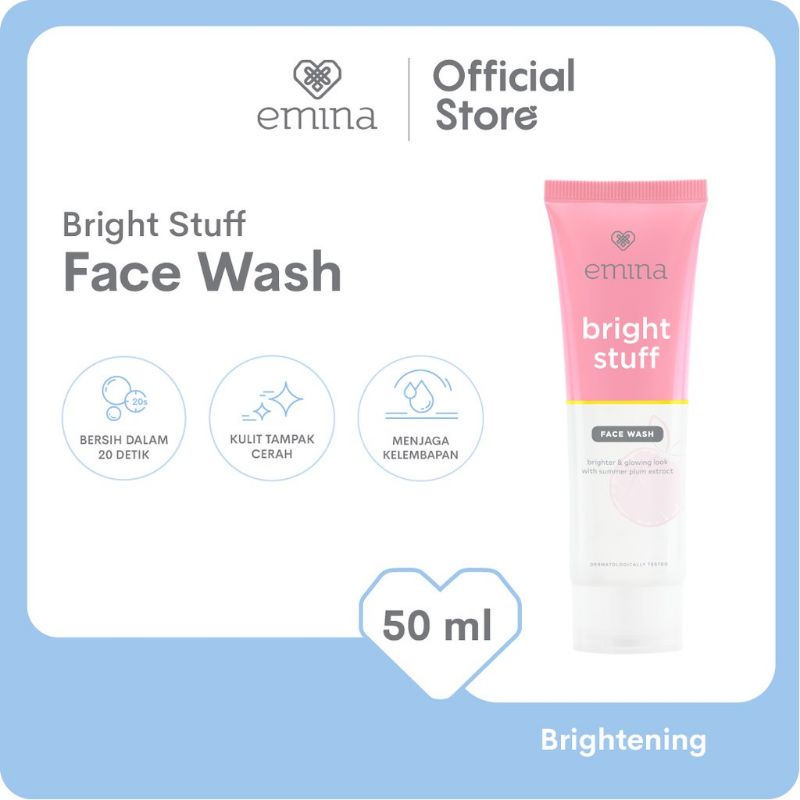 EMINA Paket Hemat 3pcs - Face Wash 50mL + Moisturizer Cream 20mL + Loose Powder 55 gr BPOM