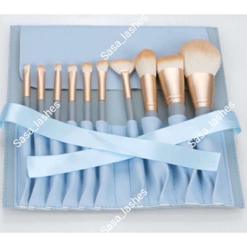 Make Up Brush Powder Foundation Kuas 10 pcs BIRU