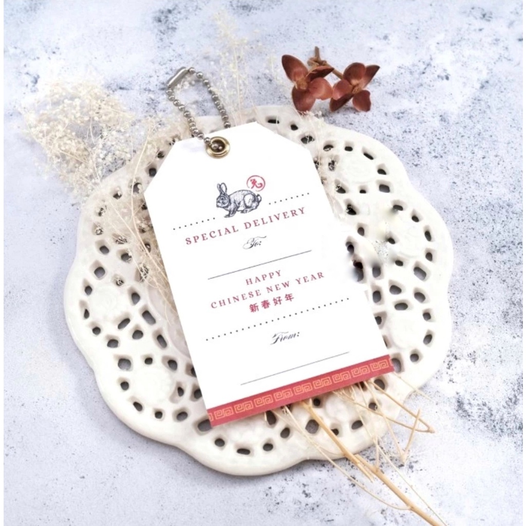 

KARTU UCAPAN HANGTAG CHINESE NEW YEAR RABBIT PARCEL HAMPERS CNY IMLEK SINCIA GIFT TAG