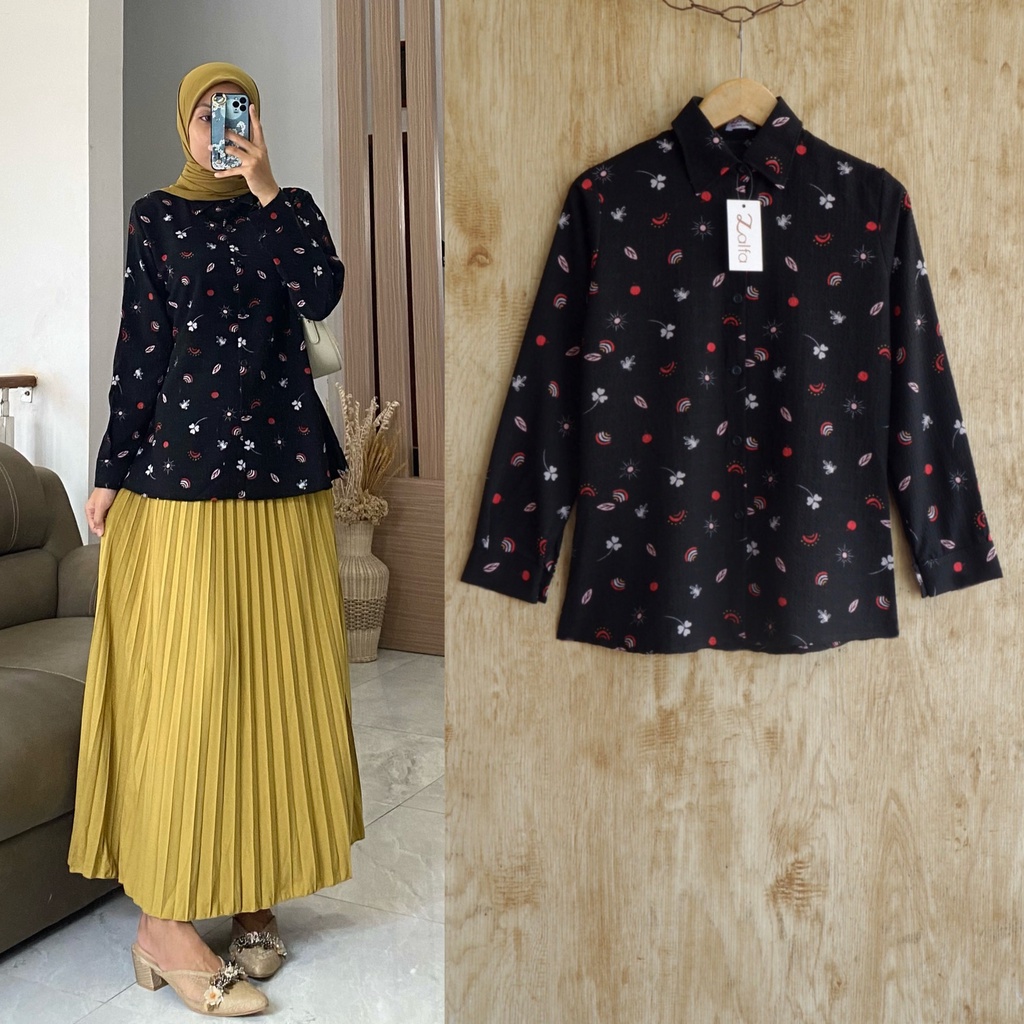 JOANA blouse by ZALFA OUTFIT / kemeja crincle / kemeja bunga