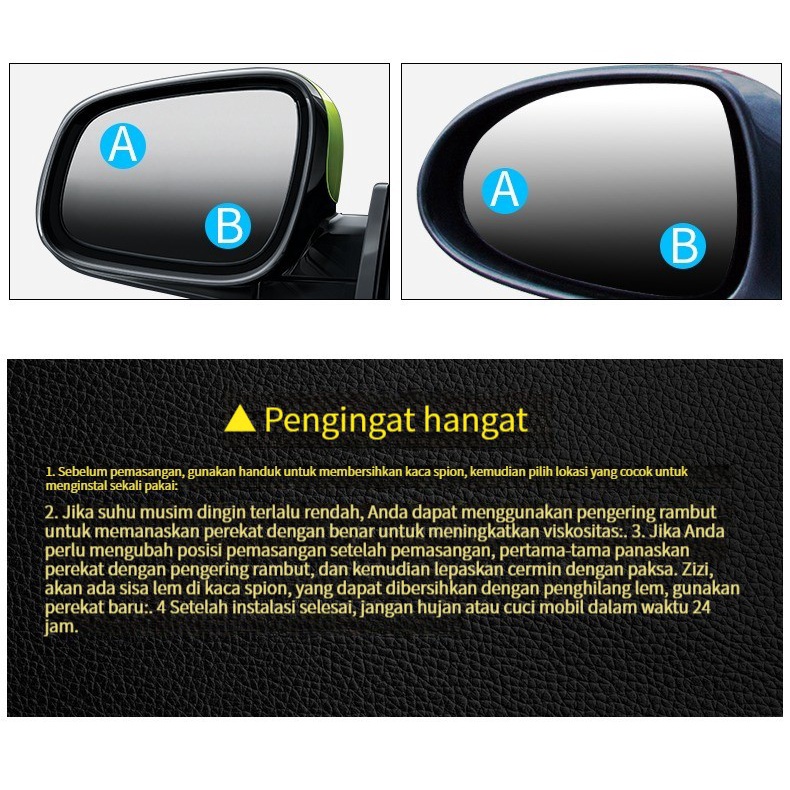 (Stok Tersedia, Dikirim dari Jakarta) Dua Kaca Spion Mobil Kecil Cermin Bulat Reversing Auxiliary Mirror Definisi Tinggi Sudut Lebar 360 Derajat Dapat Disesuaikan Cermin Tahan Air Reflektif Tampilan Lebar