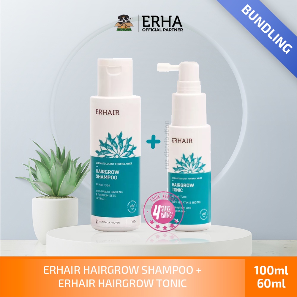 ERHAIR Hairgrow Tonic + Hairgrow Shampoo With Panax Ginseng