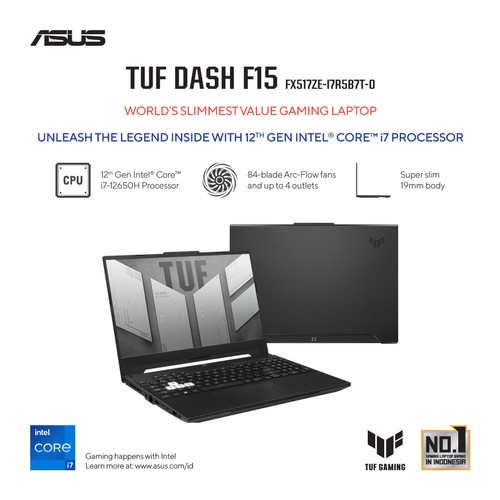 Laptop Gaming ASUS TUF DASH FX517ZE I7R5B7T-O RTX3050TI 4GB/ I7 12650H RAM 32GB 1TB SSD OHS 15.6FHD 144HZ W11