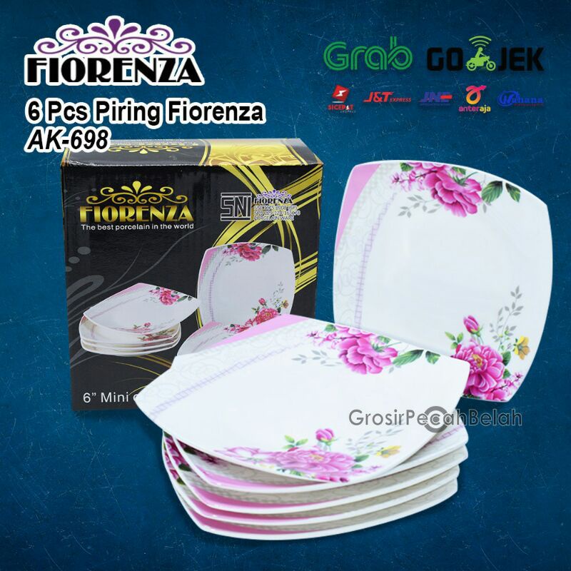 Piring kue Keramik Fiorenza Set 6pcs Ak-698