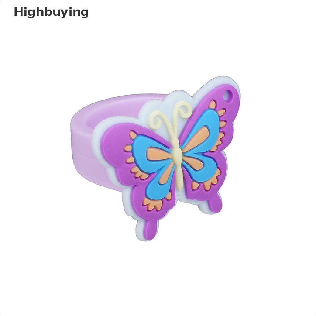 Hbid Cincin Kupu-Kupu Lingkungan Gadis Cowok chindren PVC Silicone Ring Handmade Cincin Kartun Anak Glory