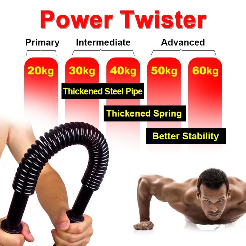 Power Twister Alat Olahraga Fitness Pembentuk Otot Lengan Bahu Dada