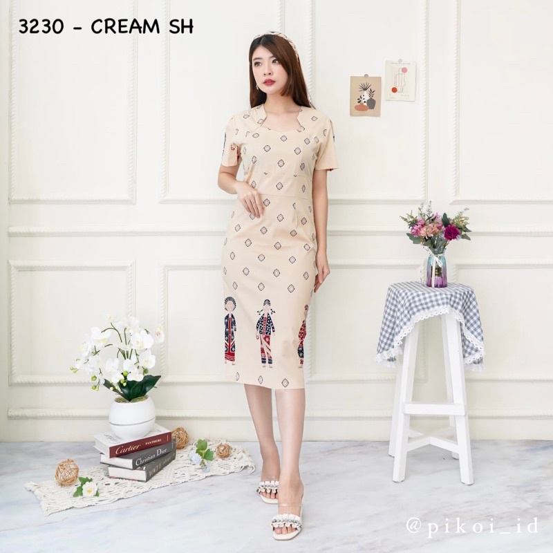 Dress batik wanita modern / batik dress span seragam kantor / dress sarimbit motif kekinian / 3230