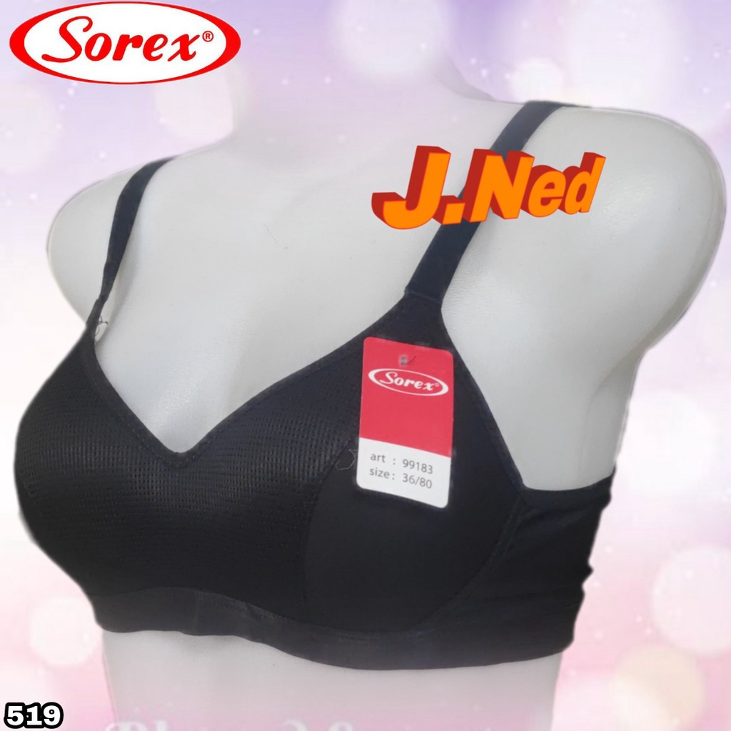 J519 - BRA/BH WANITA SOREX BUSA TIPIS TANPA KAWAT CUP B SIZE 36 - 42