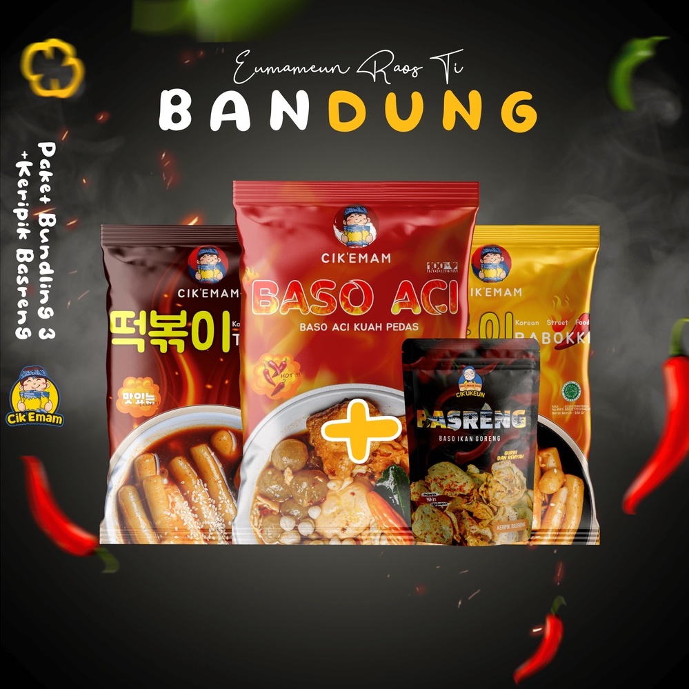 Jual Cikemam Paket Bundling 3 Keripik Basreng Cikukeun Rabokki