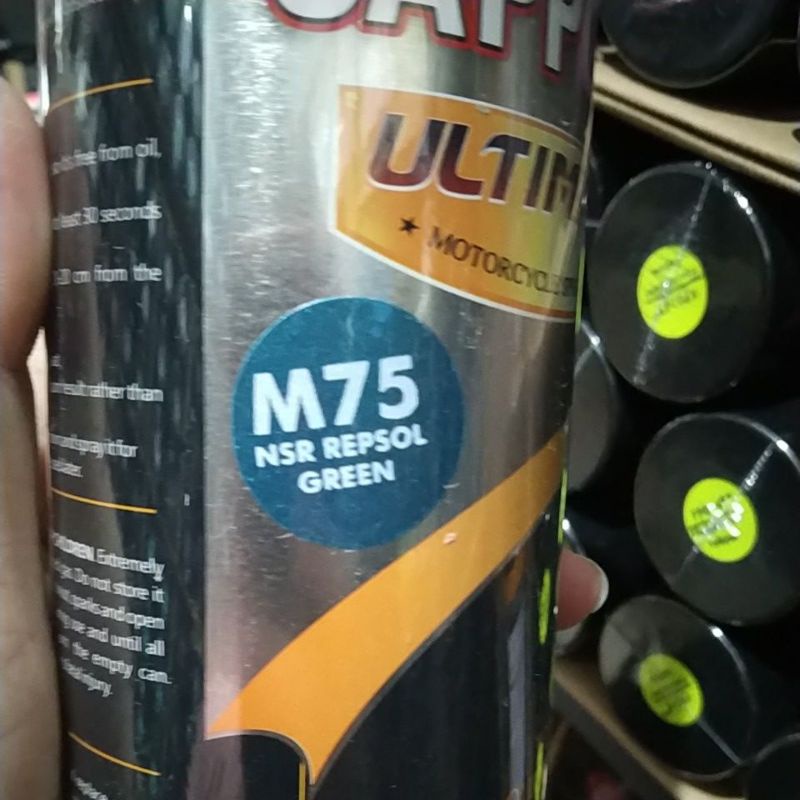 cat spray pilok pilox cat semprot sapporo ultimate saporo M75 NSR repsol green hijau repsol 400ml