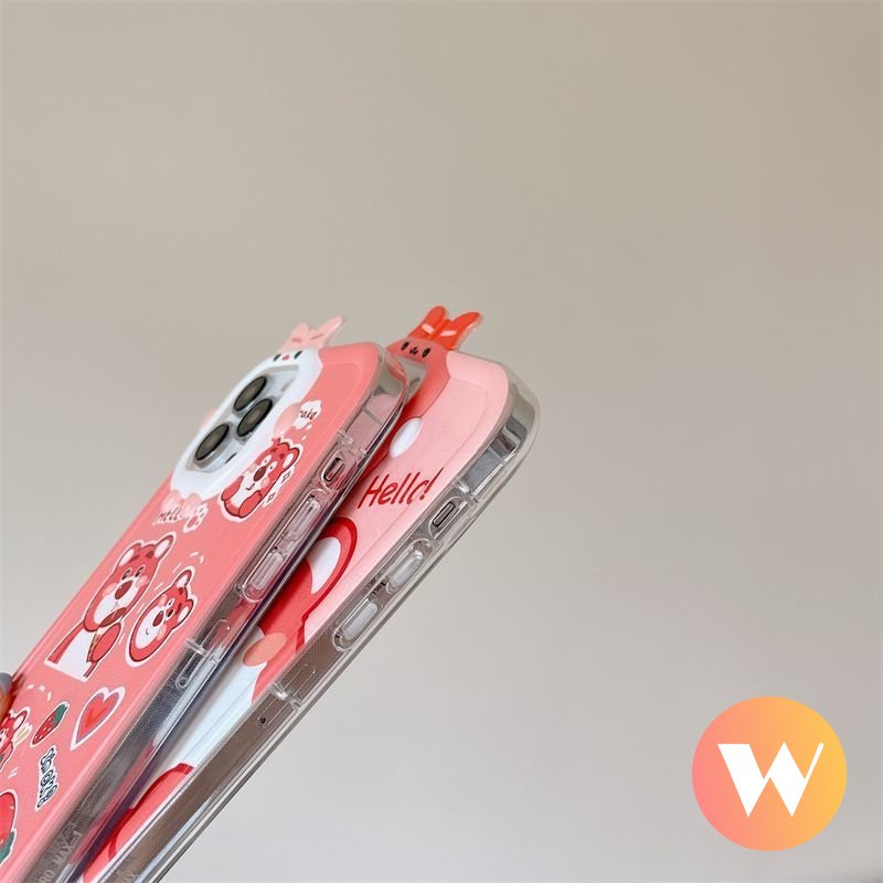 Casing Lensa 3D Bow Monster Redmi A1 10A 10C 9A 9T A1+10 9C NFC Redmi Note11 9 11s 8 11Pro+10 10 Pro Max Plus Mi 11Lite PO CO M3 Pro X3 NFC Lembut Beruang Lucu Strawberry Sarung Manyo