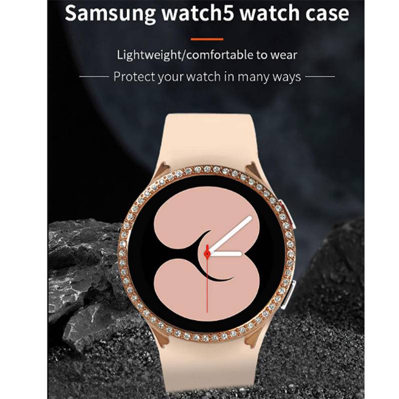 Bumper Diamond Mewah Untuk Samsung Galaxy Watch5 40mm 44mm Pelindung Case Transparan Pelindung Full Cover