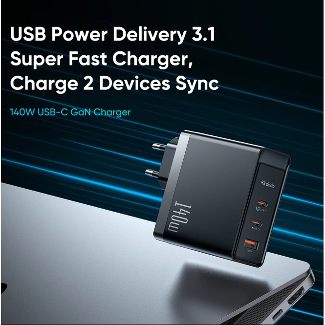 MCDODO CH2911 Charger USB PD Type C Fast Charging 140W QC 4.0 Mac