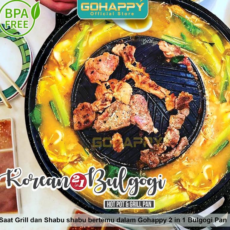 READY STOCK Halomurah 2 in 1 Panci Shabu shabu bulgogi grill pan (GHK39) KOREAN Mookata Pemanggang -