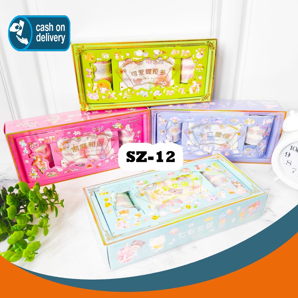 

Sticker + WashiTape kode SZ-12 Set Daily Manual Cute Pattern Decorative Tape Sticker Gift CRAFT