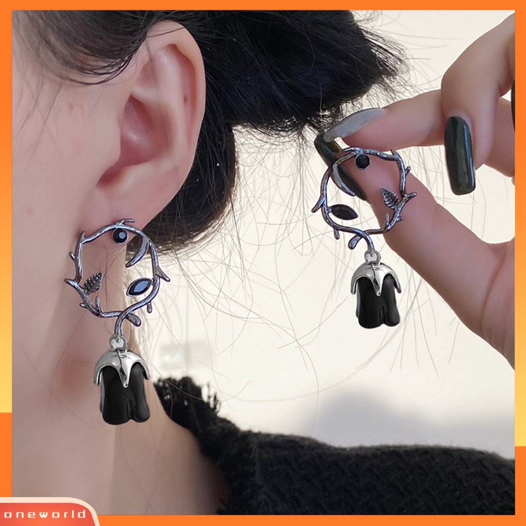 [WONE] 1pasang Anting Pejantan Gothic Duri Keren Rotan Geometris Electroplating Hias Hadiah Hari Valentine Wanita Bunga Mawar Liontin Anting Perhiasan Untuk Pacar