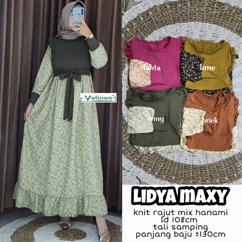 Ready Lidya maxy COD Dress wanita muslimah Gamis baju midi muslim wanita gaun lebaran oneset hijab s