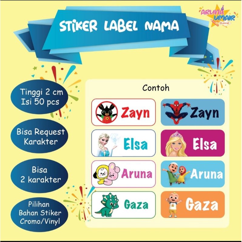 

Stiker Label Nama Anak Bahan Vinyl