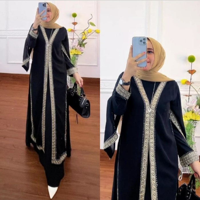 Abaya ABAYA TURKEY HITAM BORDIR KODE 1199//ABAYA TERBARU BEST SELLER - Hitam, XL(P4Z9) Abaya turkey 