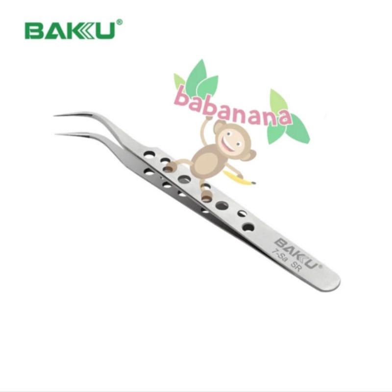 Baku 7-Sa SR Pinset Lengkung Curved Tip Tweezer Penjepit Stainless